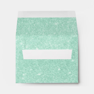 Elegant stylish mint green glitter envelope