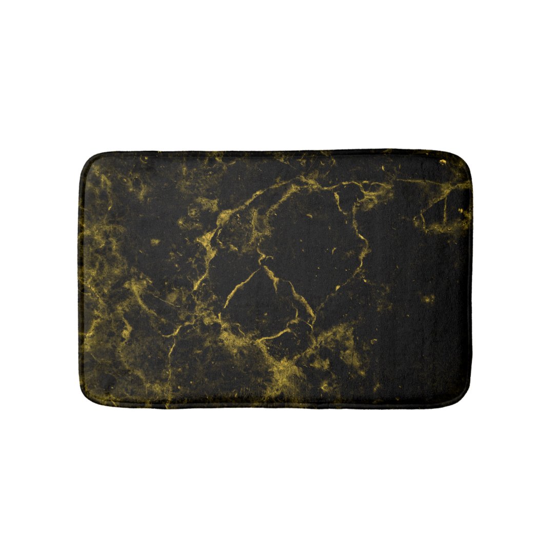 elegant stylish modern chic black and gold marble bath mat Zazzle