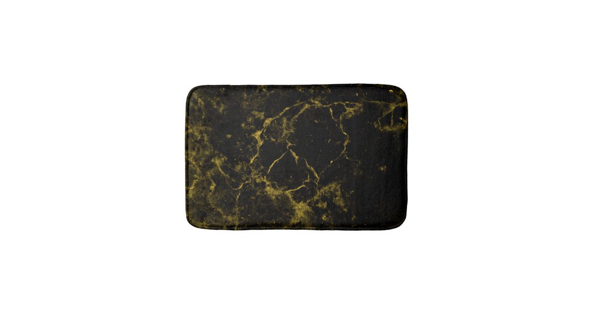elegant stylish modern chic black and gold marble bath mat Zazzle
