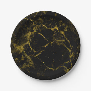 elegant stylish modern chic black and gold marble paper plates