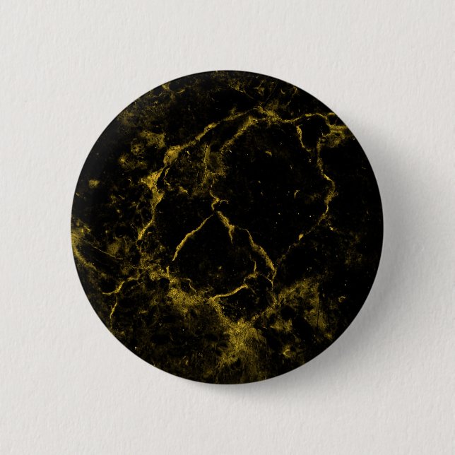 elegant stylish modern chic black and gold marble pinback button (Front)