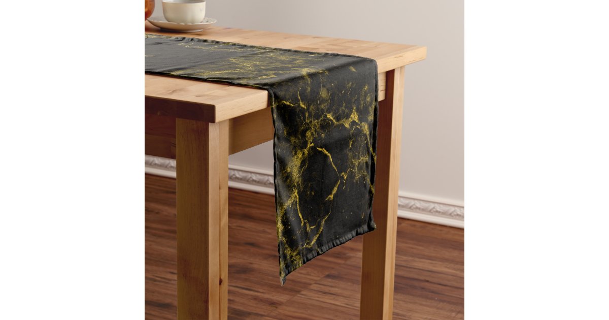 elegant stylish modern chic black and gold marble short table runner ...