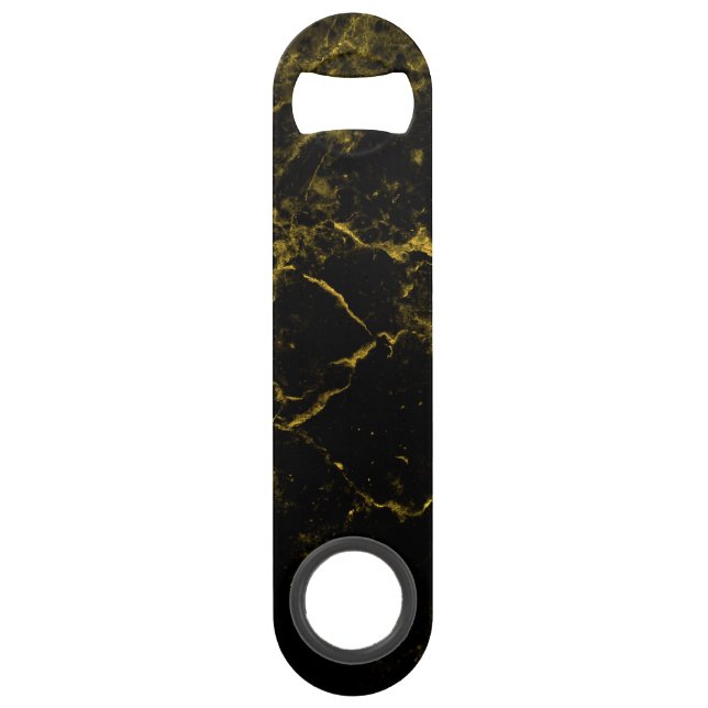 elegant stylish modern chic black and gold marble speed bottle opener (Back)