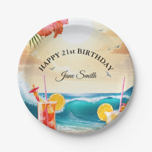 Elegant, Stylish Modern Customizable 21st Birthday Paper Plates