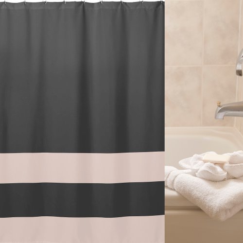 Elegant Stylish Modern Dark Charcoal Gray and Pink Shower Curtain