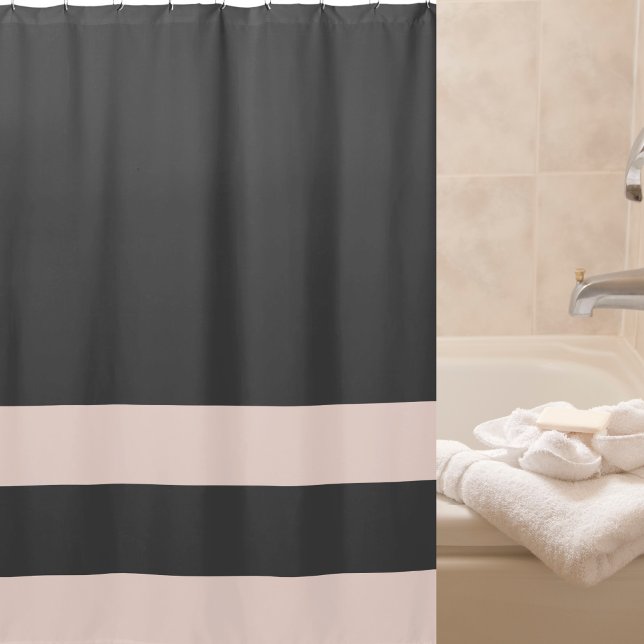 Elegant Stylish Modern Dark Charcoal Gray and Pink Shower Curtain (Creator Uploaded)