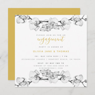 Elegant Stylish Modern Floral Engagement Party Invitation