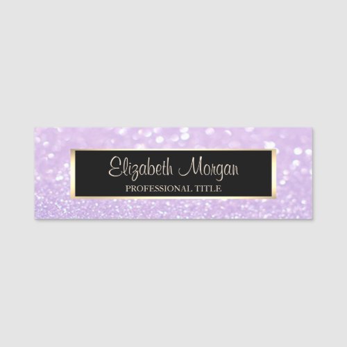 Elegant Stylish Modern Frame  Glitter Bokeh Name Tag