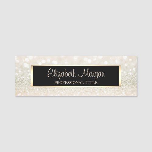 Elegant Stylish Modern Frame Glitter Bokeh Name Tag
