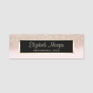Elegant Stylish Modern, Frame, Glitter Ombre Name Tag