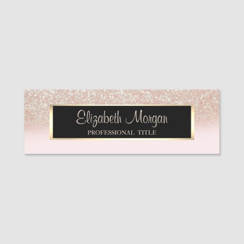 Elegant Stylish Modern Frame Glitter Ombre Name Tag