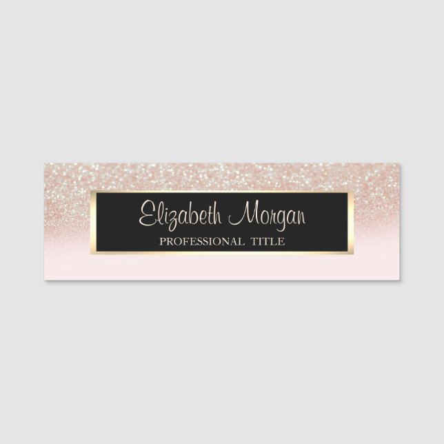 Elegant Stylish Modern, Frame, Glitter Ombre Name Tag (Front)