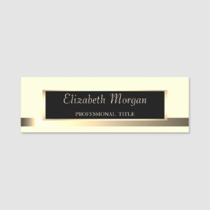 Elegant Stylish Modern, Frame, Gold Glitter Name Tag