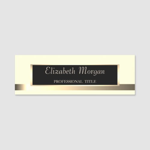 Elegant Stylish Modern Frame Gold Glitter Name Tag