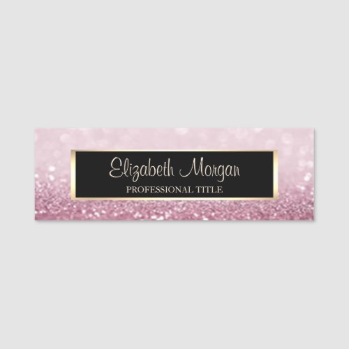 Elegant Stylish Modern  Glitter Bokeh Frame Name Tag