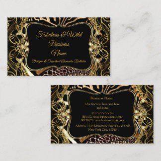 Elegant Stylish Modern Gold Black Wild Animal Business Card