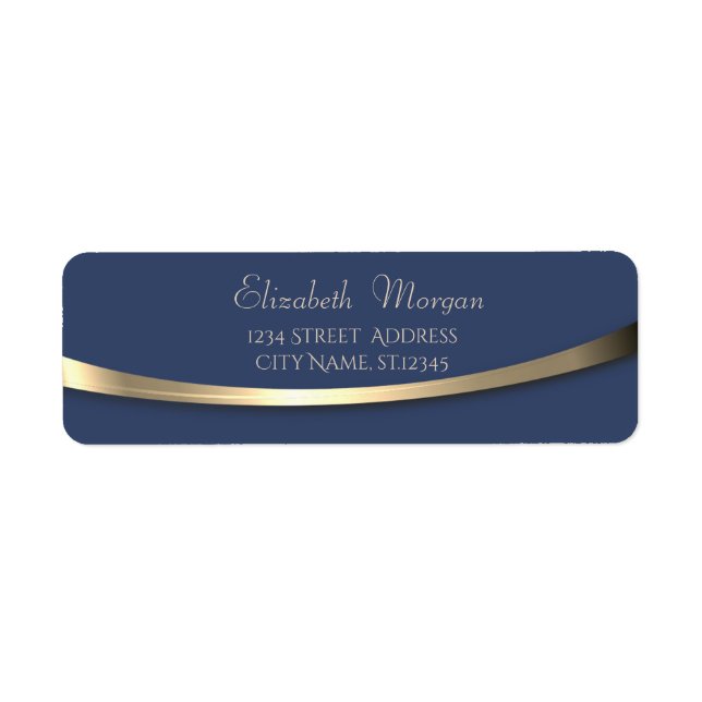 Elegant Stylish Modern Gold  Blue Label (Front)