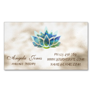 Elegant Stylish Modern Gold,Blue Lotus Flower Business Card Magnet