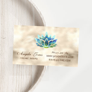 Elegant Stylish Modern Gold,Blue Lotus Flower Business Card Magnet