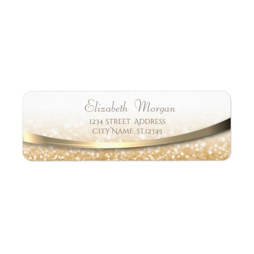 Elegant Stylish Modern Gold  Glittery Bokeh Label