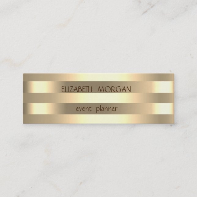 Elegant Stylish Modern Gold Striped Mini Business Card (Front)