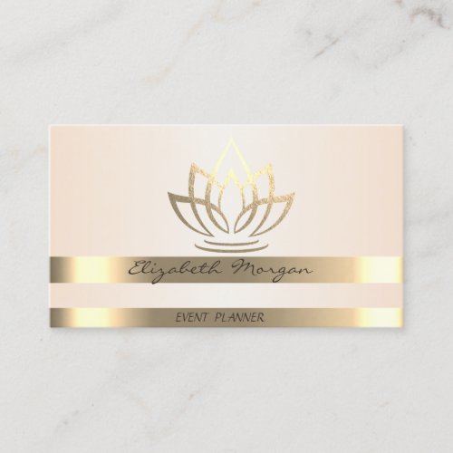 Elegant Stylish Modern Gold Stripes Lotus Business Card