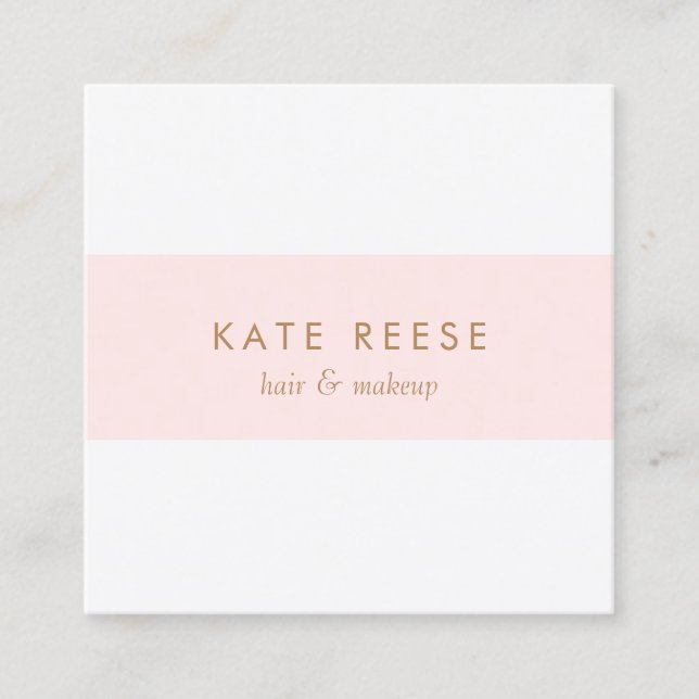 Elegant Stylish Modern Light Pink Striped Square Business Card (Front)