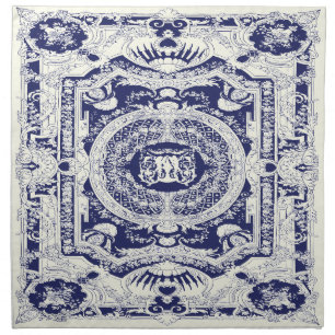 Elegant Stylish Modern Navy Blue Baroque Ornaments Cloth Napkin