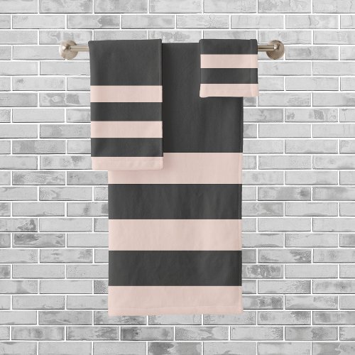 Elegant Stylish Modern Pastel Pink and Gray Bath Towel Set