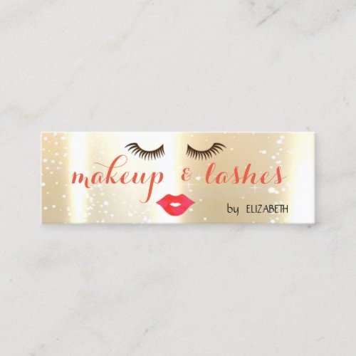 Elegant Stylish Modern Shinny  LipsLashesMakeup Mini Business Card