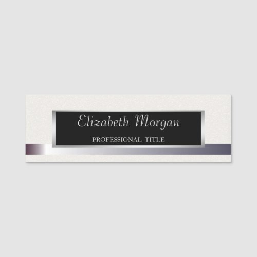 Elegant Stylish ModernSilver Frame Glitter Bokeh Name Tag