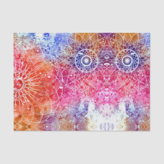 Elegant Stylish Modern Trendy White Mandalas Tissue Paper (Front)