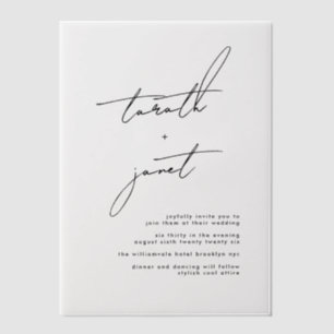 Elegant Stylish NAMES Black Wedding Vellum Invitations