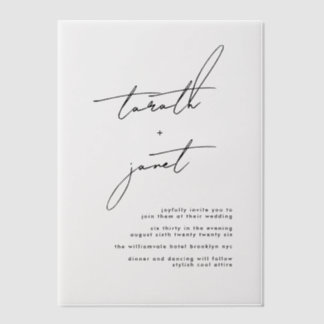 Elegant Stylish NAMES Black Wedding Vellum Invitations