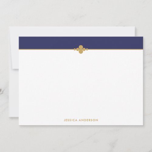 Elegant Stylish Navy Blue Gold Personalized Note Card