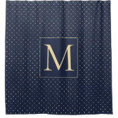 Elegant Stylish Navy Blue Gold Polka Dots Monogram Shower Curtain | Zazzle