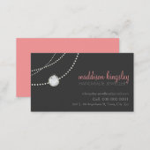 elegant stylish necklace solitaire grey coral pink business card (Front/Back)