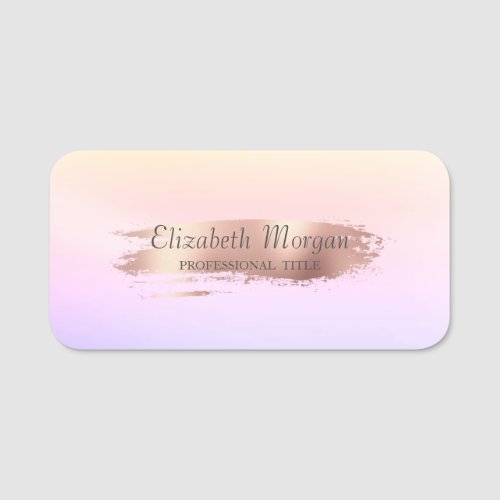 Elegant Stylish Ombre Rose Gold Brush Stroke Name Tag