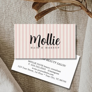 Elegant Stylish Pastel Stripes Beauty Salon Business Card