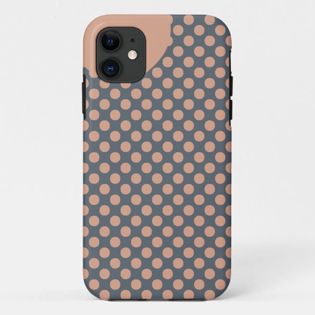Elegant Stylish Peach Pink Polka Dot Case-Mate iPhone Case (Back)