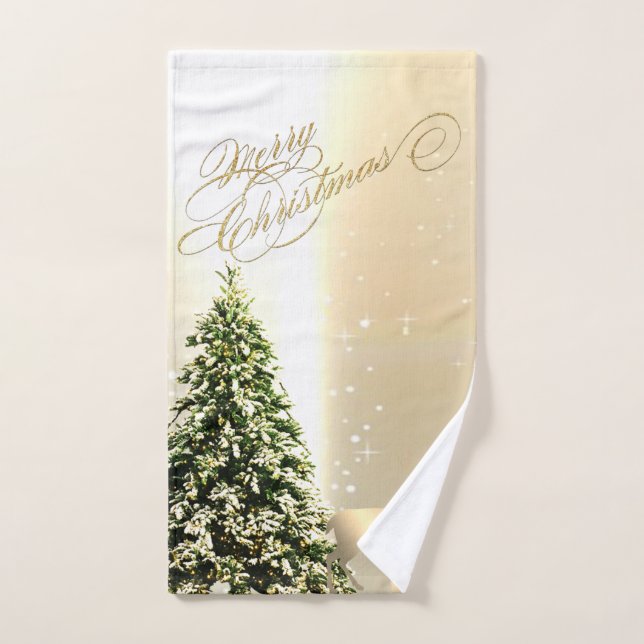 Elegant,Stylish Pine Trees,Christmas Reindeer  Bath Towel Set (Hand Towel)