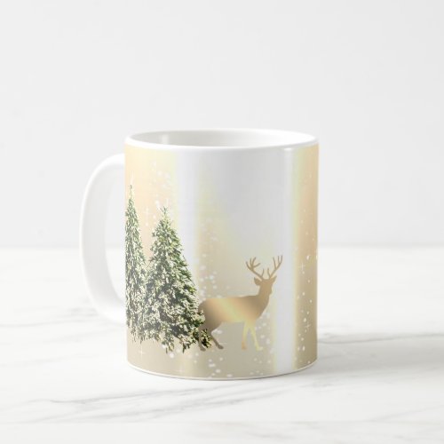 ElegantStylish Pine TreesChristmas Reindeer  Coffee Mug