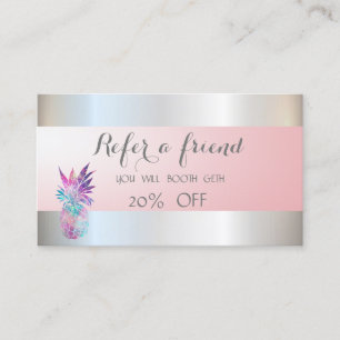 Elegant Stylish Pineapple, Silver Referral Card