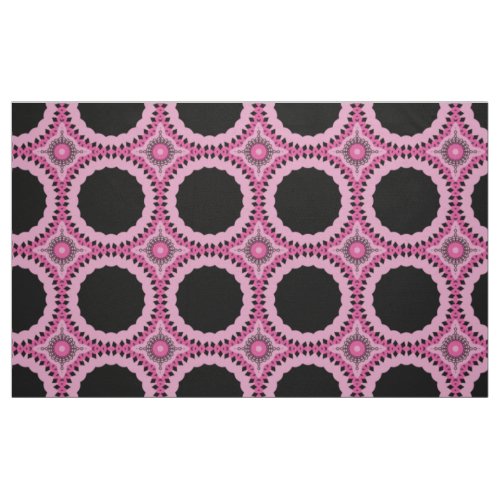 Elegant Stylish Pink  Black Geometric Pattern Fabric