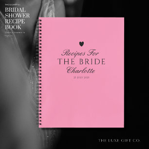 Elegant Stylish Pink Bridal Shower Gift Recipe Notebook