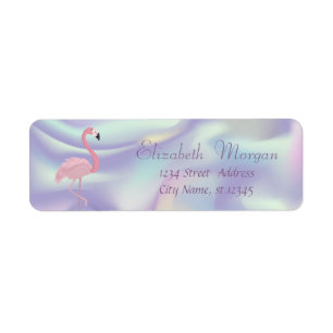 Elegant Stylish, Pink Flamingo Holographic Label