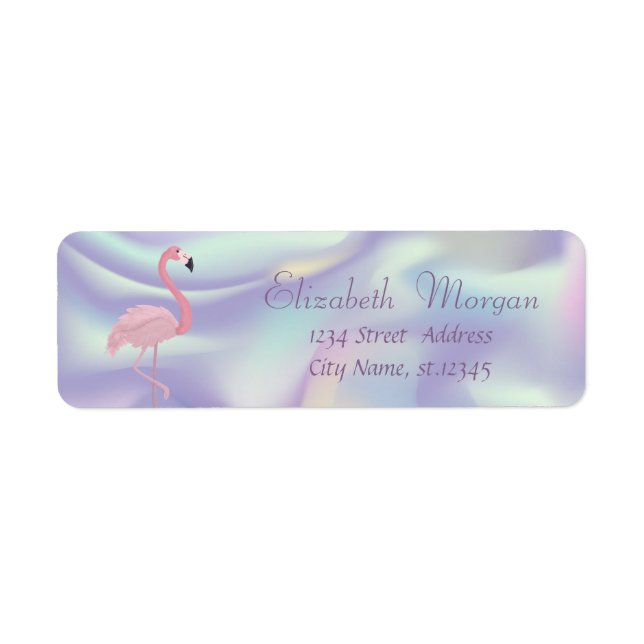 Elegant Stylish, Pink Flamingo Holographic Label (Front)