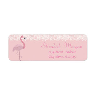 Elegant Stylish, Pink Flamingo ,Lace Label
