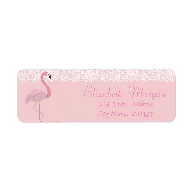 Elegant Stylish, Pink Flamingo ,Lace Label (Front)