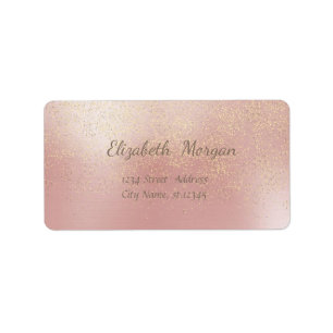 Elegant  Stylish ,Pink ,Fux Gold Foil Confetti Label